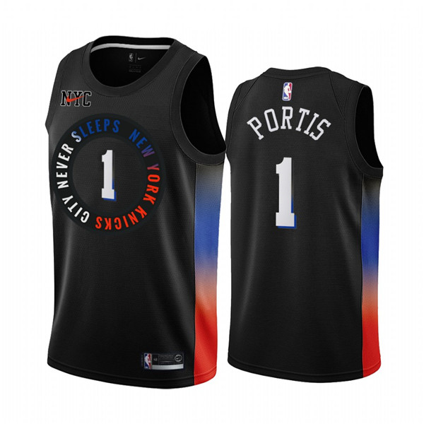 Men's New York Knicks #1 Bobby Portis Black City Edition New Uniform 2020-21 Stitched NBA Jersey