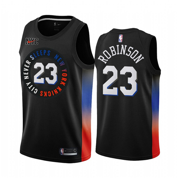 Men's New York Knicks #23 Mitchell Robinson Black City Edition New Uniform 2020-21 Stitched NBA Jersey