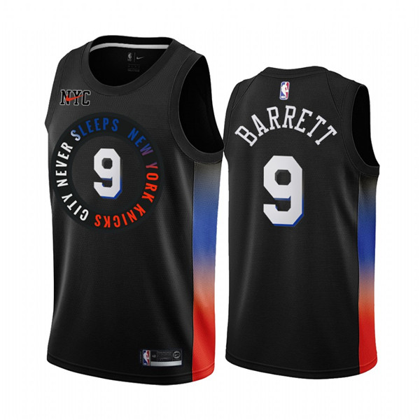 Men's New York Knicks #9 RJ Barrett Black City Edition New Uniform 2020-21 Stitched NBA Jersey