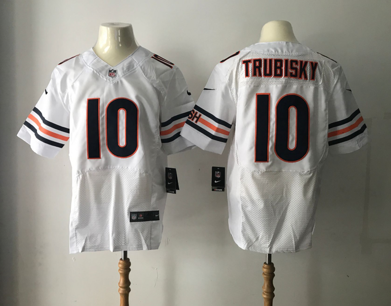 Men's Chicago Bears #10 Mitchell Trubisky Nike White 2017 Elite Stitched NFL Jersey