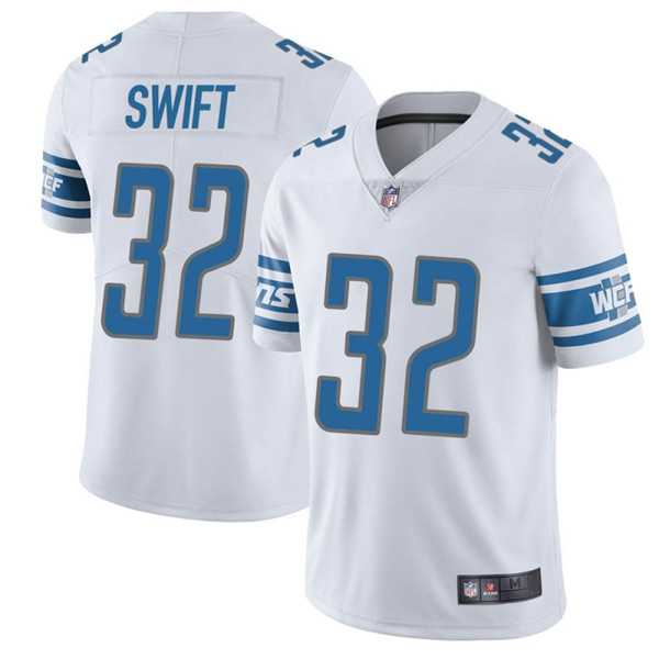 Men's Lions #32 D'Andre Swift White Vapor Untouchable Limited Stitched NFL Jersey