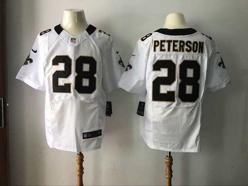 Men's New Orleans Saints #28 Adrian Peterson White 2017 Elite Stitched NFL Jersey