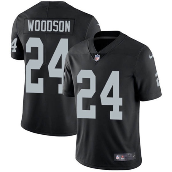 Men's Raiders #24 Charles Woodson Black NFL Stitched Jersey