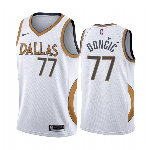 Men's Dallas Mavericks #77 Luka Doncic White City Edition New Uniform 2020-21 Stitched NBA Jersey