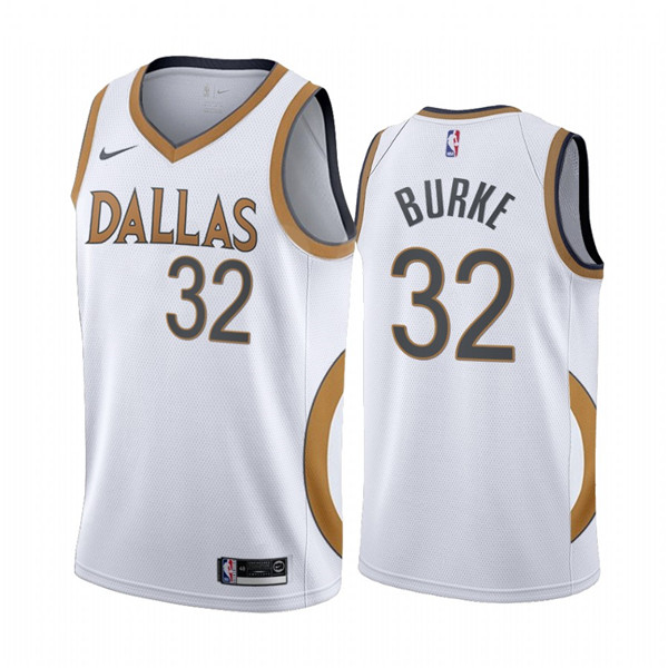 Men's Dallas Mavericks #32 Trey Burke White City Edition New Uniform 2020-21 Stitched NBA Jersey
