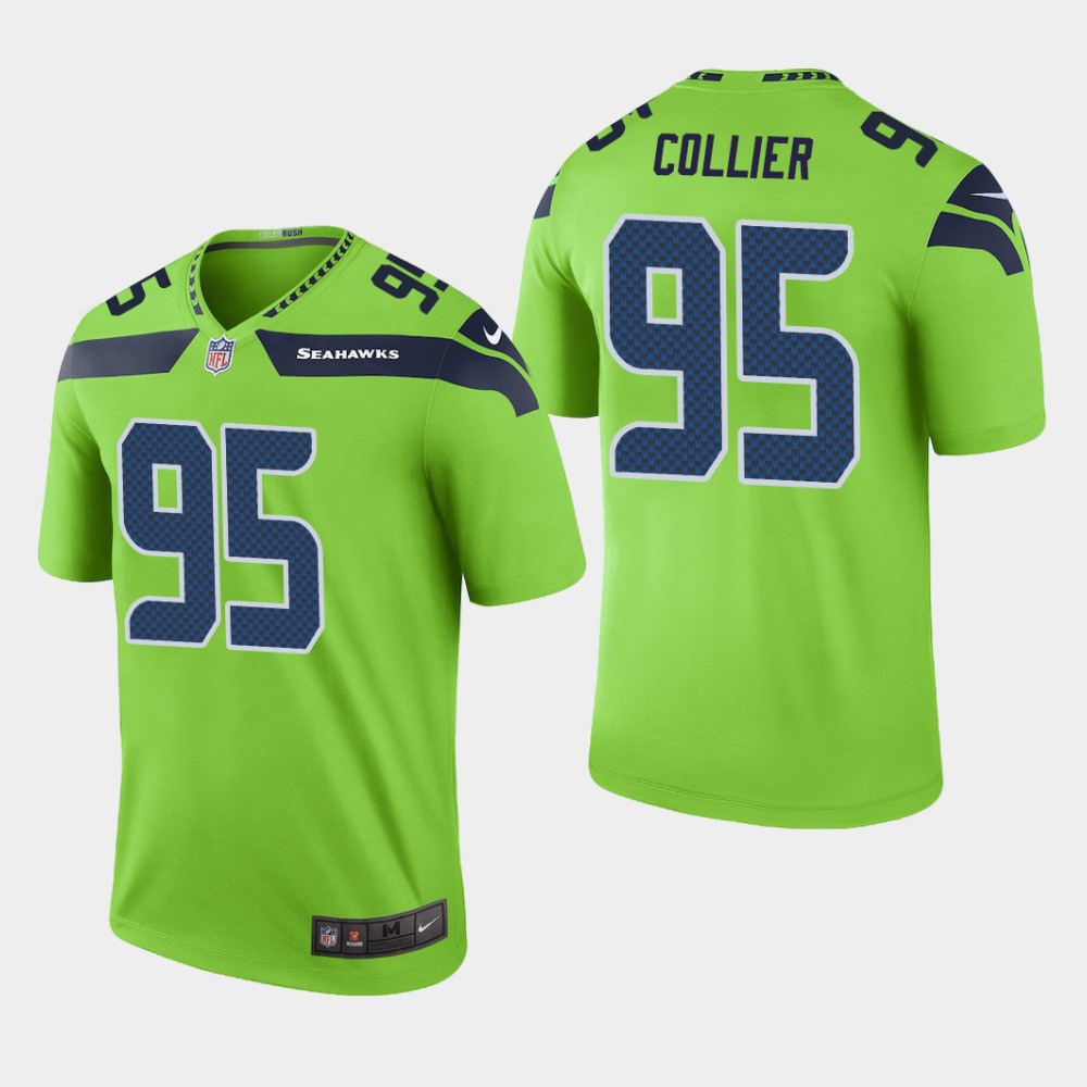 Men's Seahawks #95 L.J. Collier Green Stitched NFL Jersey
