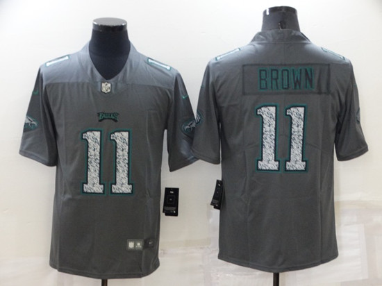 Men's Philadelphia Eagles #11 A. J. Brown Gray Fashion Static Limited Stitched Jersey