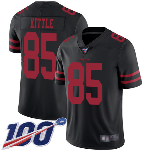 Men's San Francisco 49ers #85 George Kittle Black 2019 100th Season Vapor Untouchable Limited Stitched NFL Jersey