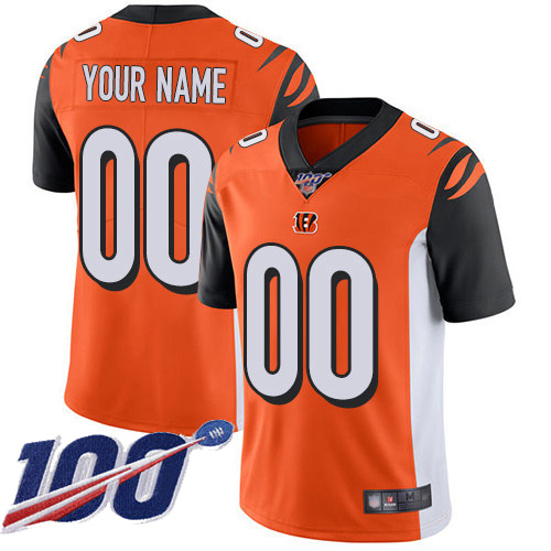 Men's Bengals 100th Season ACTIVE PLAYER Orange Vapor Untouchable Limited Stitched NFL Jersey