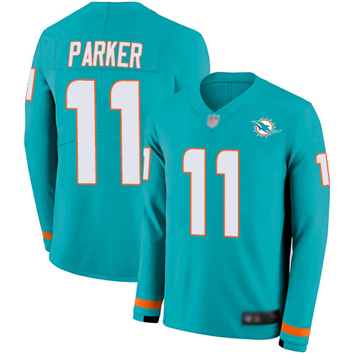 Nike Dolphins #11 DeVante Parker Aqua Men's Stitched Long Sleeve NFL Limited Jersey