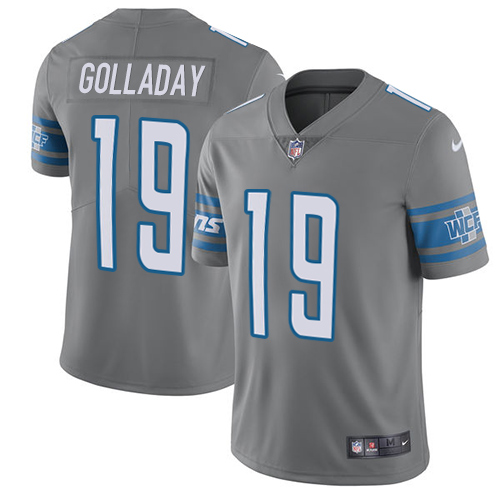 Men's Lions #19 Kenny Golladay Gray Rush Limited Stitched NFL Jersey