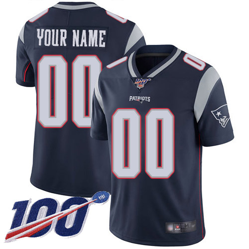 Men's Patriots 100th Season ACTIVE PLAYER Navy Vapor Untouchable Limited Stitched NFL Jersey