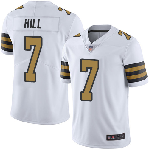 Men’s New Orleans Saints #7 Taysom Hill White Rush Limited Stitched NFL Jersey