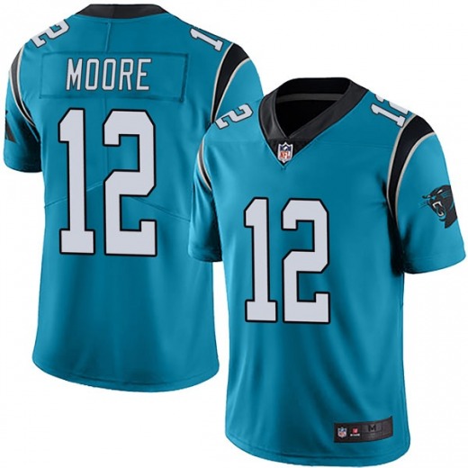 Men's Carolina Panthers #12 DJ Moore Blue Vapor Untouchable Limited Stitched NFL Jersey