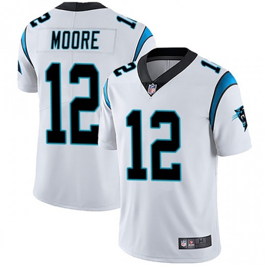 Men's Carolina Panthers #12 DJ Moore White Vapor Untouchable Limited Stitched NFL Jersey