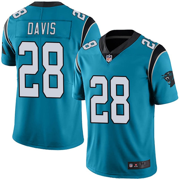 Men's Carolina Panthers #28 Mike Davis Blue Vapor Untouchable Limited Stitched NFL Jersey