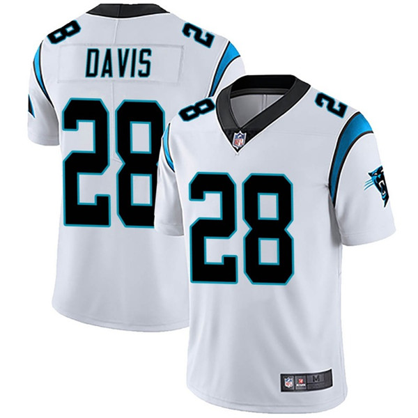 Men's Carolina Panthers #28 Mike Davis White Vapor Untouchable Limited Stitched NFL Jersey