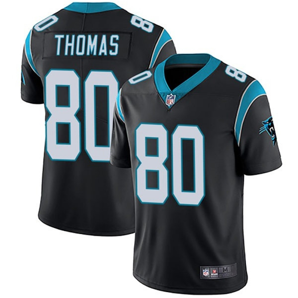 Men's Carolina Panthers #80 Ian Thomas Black Vapor Untouchable Limited Stitched NFL Jersey