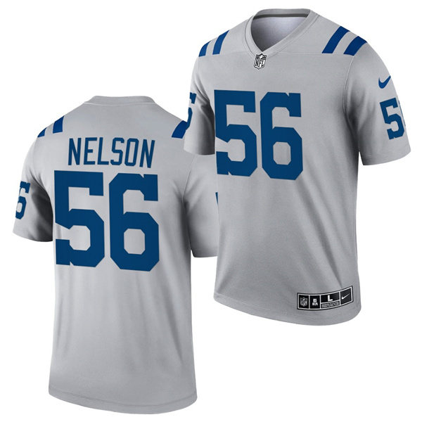Men's Indianapolis Colts #56 Quenton Nelson Gray Inverted Legend Stitched Jersey