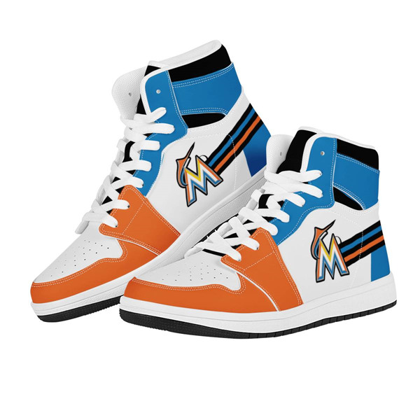Men's Miami Marlins AJ High Top Leather Sneakers 001