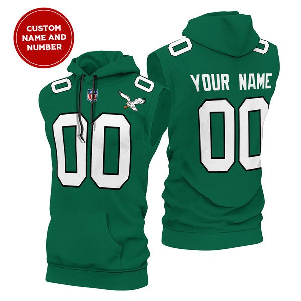 Men's Philadelphia Eagles Customized Green Limited Edition Sleeveless Hoodie