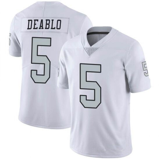 Men's Las Vegas Raiders #5 Divine Deablo White Color Rush Stitched Jersey