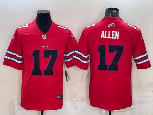 Men's Buffalo Bills #17 Josh Allen Red Black Stitched Football Jersey ...