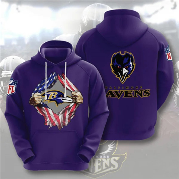 Men's Baltimore Ravens Purple 3D Trending T-Shirt NFL Hoodie