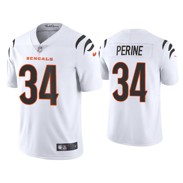 Men's Cincinnati Bengals #34 Samaje Perine 2021 White Vapor Untouchable Limited Stitched Jersey