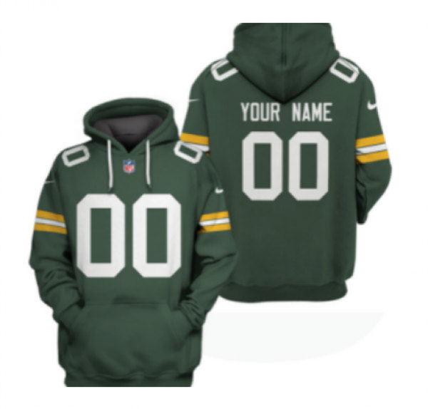 Men's Green Bay Packers Active Player Custom 2021 Green Pullover Hoodie