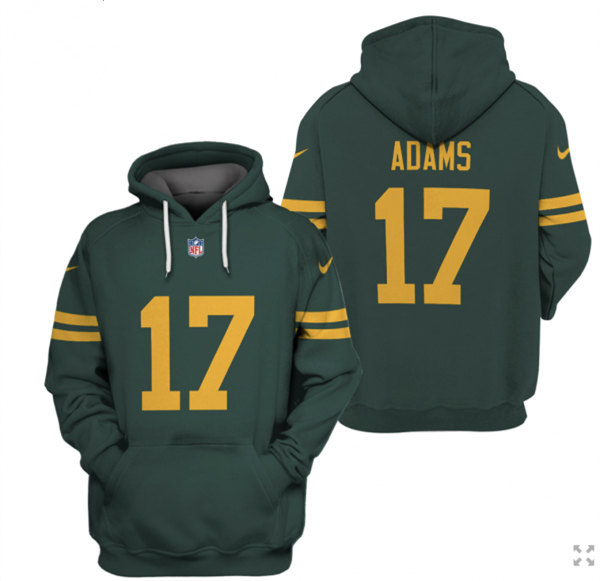 Men's Green Bay Packers #17 Davante Adams 2021 Green Pullover Hoodie