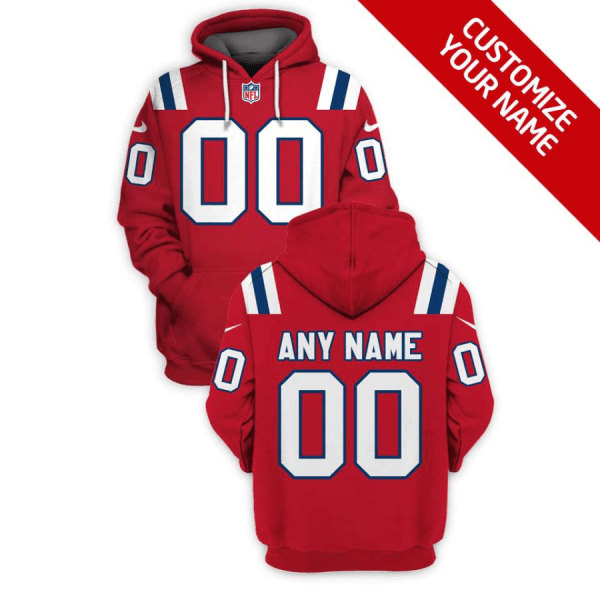 Men's New England Patriots Active Player Custom 2021 Red Pullover Hoodie