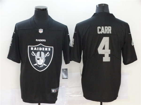 Men's Oakland Raiders #4 Derek Carr 2020 Team Big Logo Black Limited NFL Stitched Jersey
