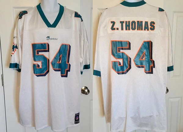 Men's Miami Dolphins #54 Zac Thomas White Stitched Football Jersey