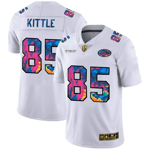 Men's San Francisco 49ers #85 George Kittle 2020 White Crucial Catch Limited Stitched NFL Jersey