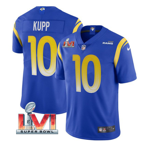 Men's Los Angeles Rams #10 Cooper Kupp Royal 2022 Super Bowl LVI Vapor Limited Stitched Jersey