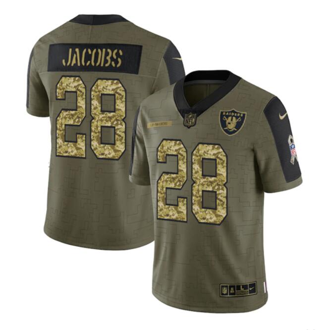 Men's Las Vegas Raiders ACTIVE PLAYER 2021 Olive Camo Salute To Service Limited Stitched Jersey