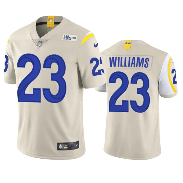 Men's Los Angeles Rams #23 Kyren Williams Bone Vapor Limited Football Stitched Jersey