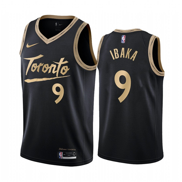 Men's Toronto Raptors #9 Serge Ibaka Black City Edition New Uniform 2020-21 Stitched NBA Jersey
