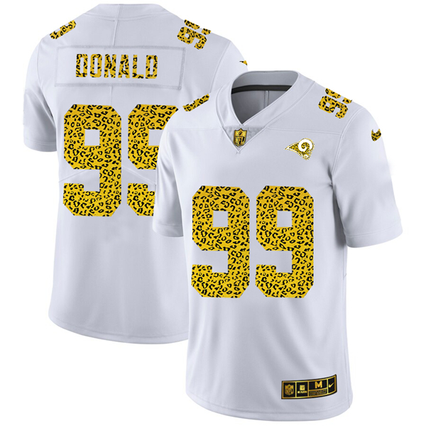Men's Los Angeles Rams #99 Aaron Donald 2020 White Leopard Print Fashion Limited Football Stitched Jersey