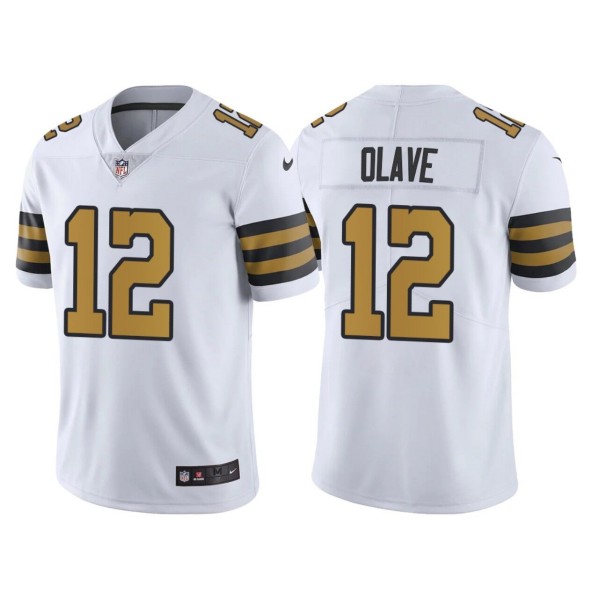 Men's New Orleans Saints #12 Chris Olave White Limited Stitched Jersey