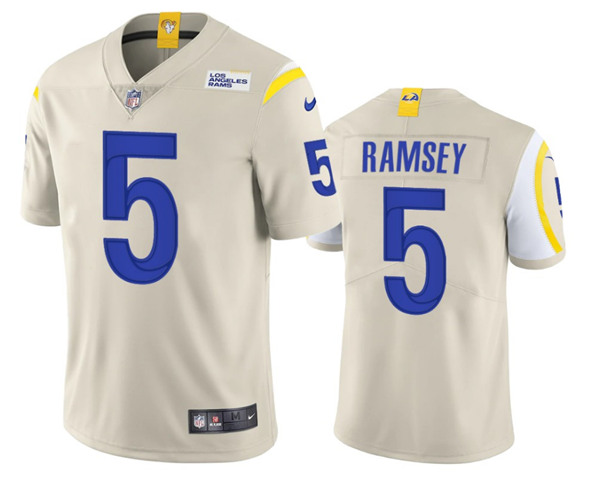 Men's Los Angeles Rams #5 Jalen Ramsey Bone Vapor Untouchable Limited Stitched NFL Jersey
