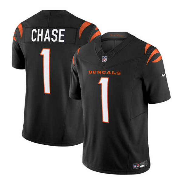 Men's Cincinnati Bengals #1 Ja'Marr Chase Black 2023 F.U.S.E. Vapor Untouchable Limited Stitched Jersey