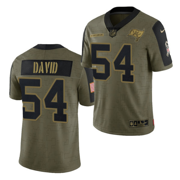 Men's Tampa Bay Buccaneers #54 Lavonte David 2021 Olive Salute To Service Limited Stitched Jersey