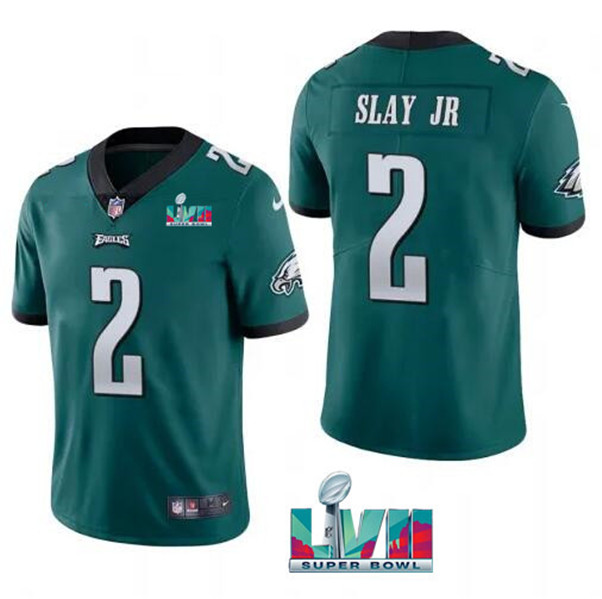 Men's Philadelphia Eagles #2 Darius Slay JR Green Super Bowl LVII Patch Vapor Untouchable Limited Stitched Jersey