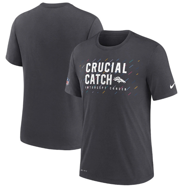 Men's Denver Broncos Charcoal 2021 Crucial Catch Performance T-Shirt