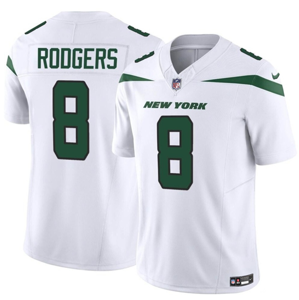 Men's New York Jets #8 Aaron Rodgers 2023 F.U.S.E. White Vapor Untouchable Limited Football Stitched Jersey