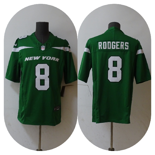 Men's New York Jets #8 Aaron Rodgers 2023 F.U.S.E. Green Vapor Untouchable Limited Football Stitched Jersey