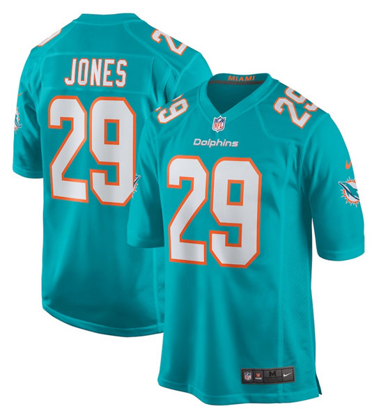 Men’s Miami Dolphins #29 Brandon Jones Aqua Stitched Football Jerse