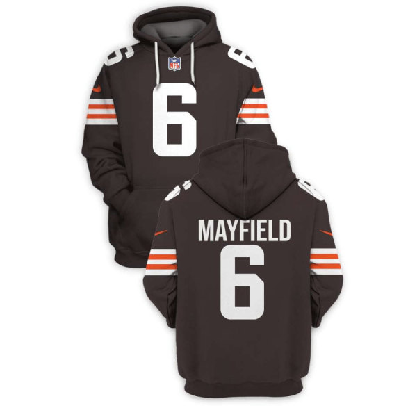 Men's Cleveland Browns #6 Baker Mayfield 2021 New Brown Pullover Hoodie